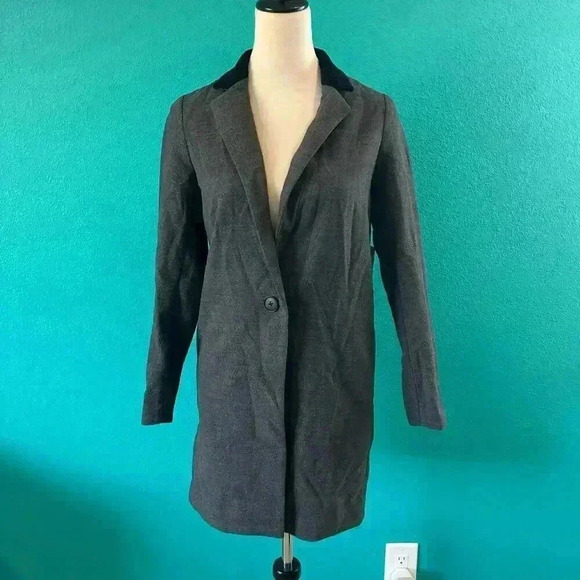NWT Obey N°89 Heather Charcoal Patti Trench Coat Single Breasted One Button XXS - Picture 1 of 8